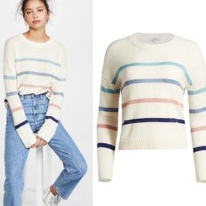 Rails Cream Sweater with Pastel Stripes